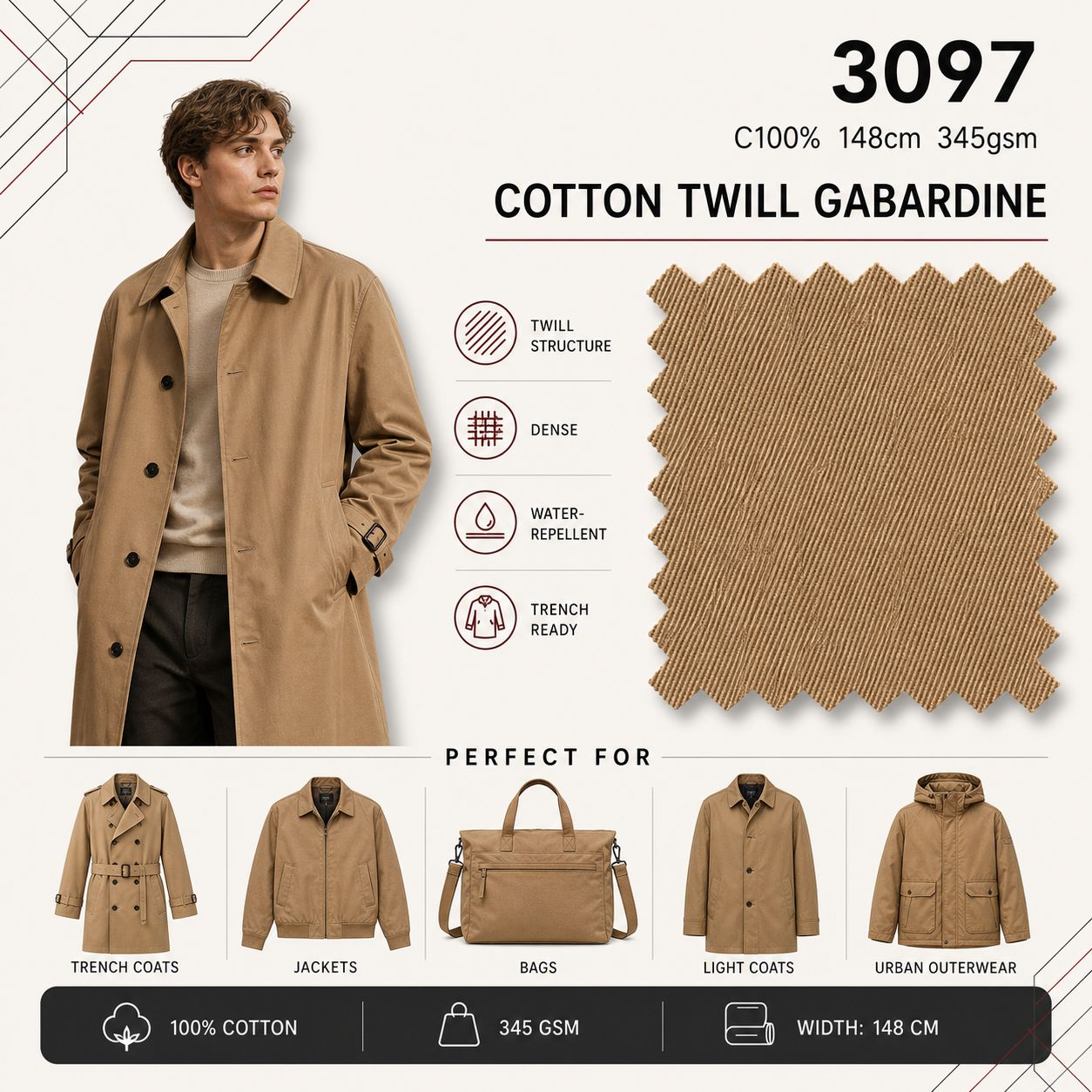 3097 - Cotton Twill Gabardine Fabric