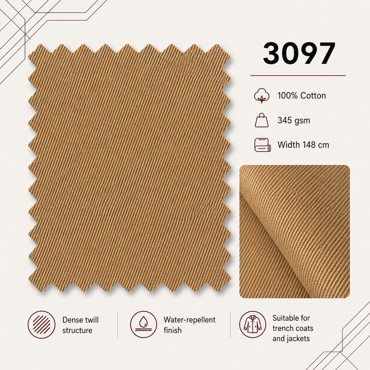 3097 - Cotton Twill Gabardine Fabric - Image 5