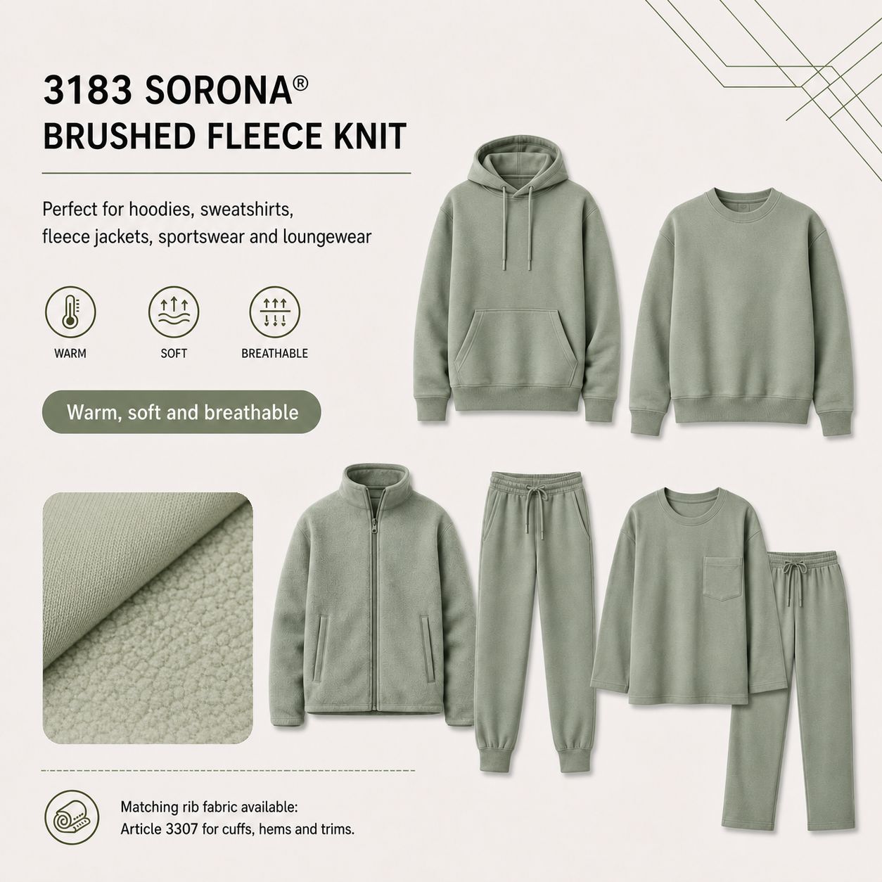 3183 - Sorona® Brushed Fleece Knit Fabric - Image 4
