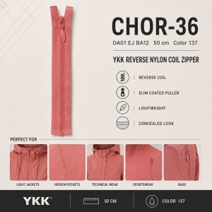 CHOR-36 Nylon Coil Zipper (Reverse Coil)