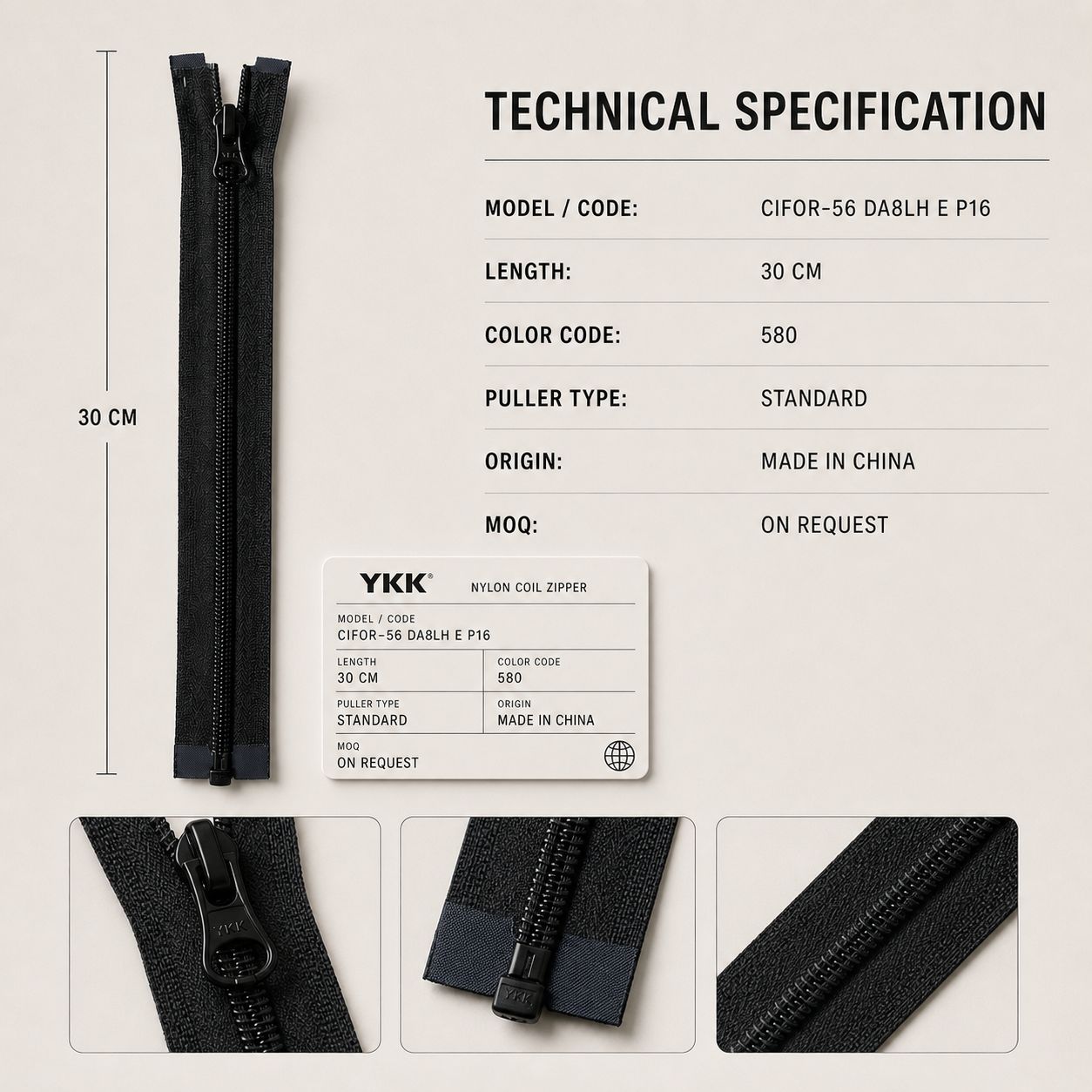 CIFOR-56 YKK Nylon Coil Zipper - Image 4