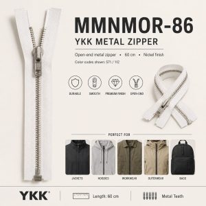 MMNMOR-86 YKK Metal Zipper – Nickel Finish (Open-End)